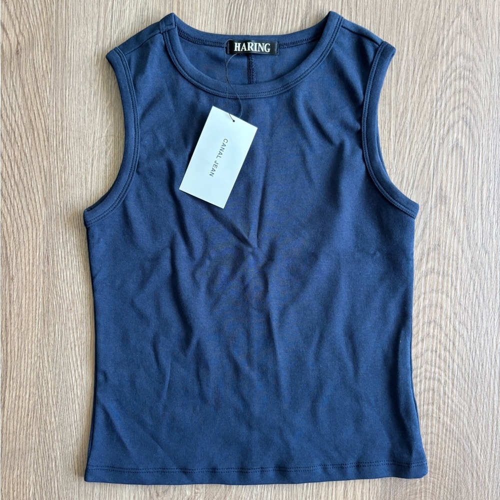 HARIN Japanese Navy Blue Women's Sleeveless Tank Top
